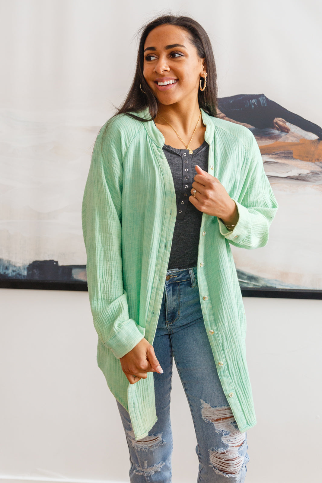 The Everly Textured Button-Up