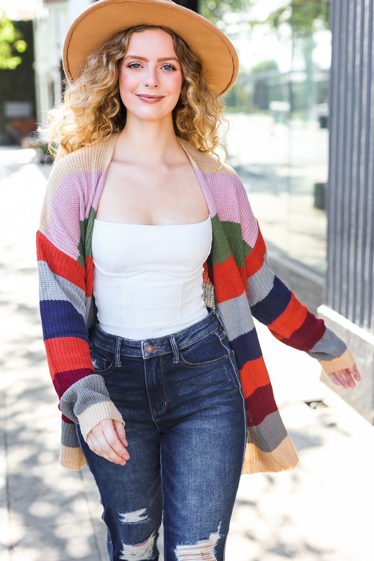 Weekend Ready Multicolor Striped Slouchy Open Cardigan