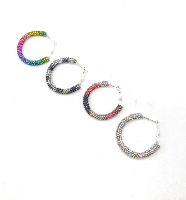 Rainbow Glitter Hoop Earrings St Patricks Day