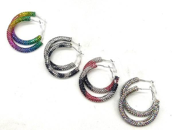 Rainbow Glitter Hoop Earrings St Patricks Day