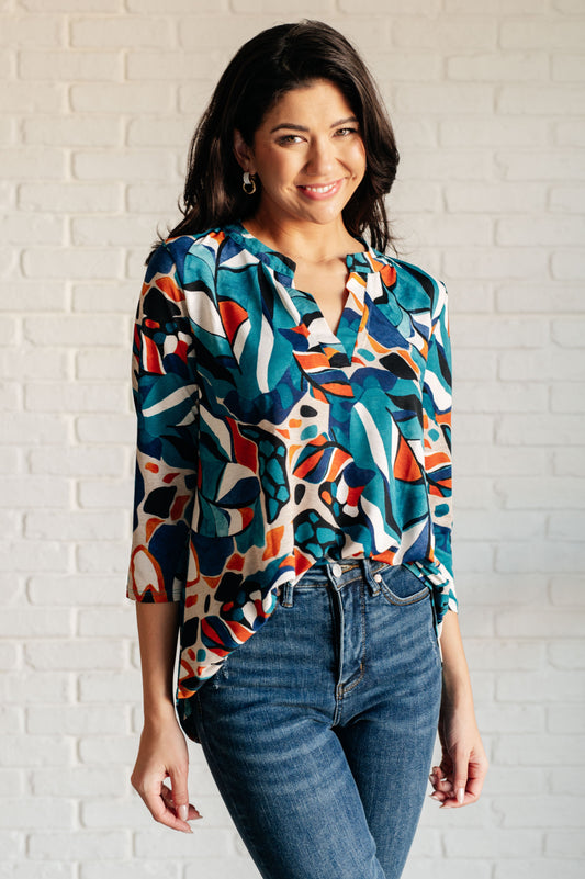 I Think Different Top in Abstract Teal