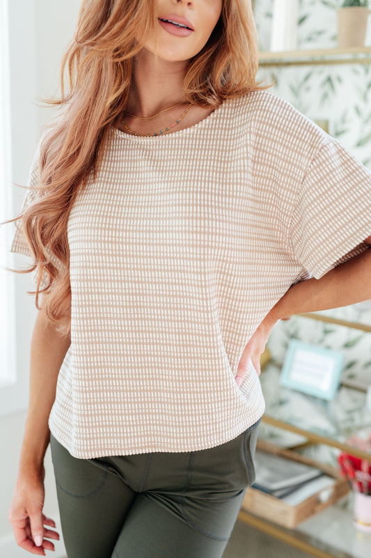 Textured Boxy Top in Taupe